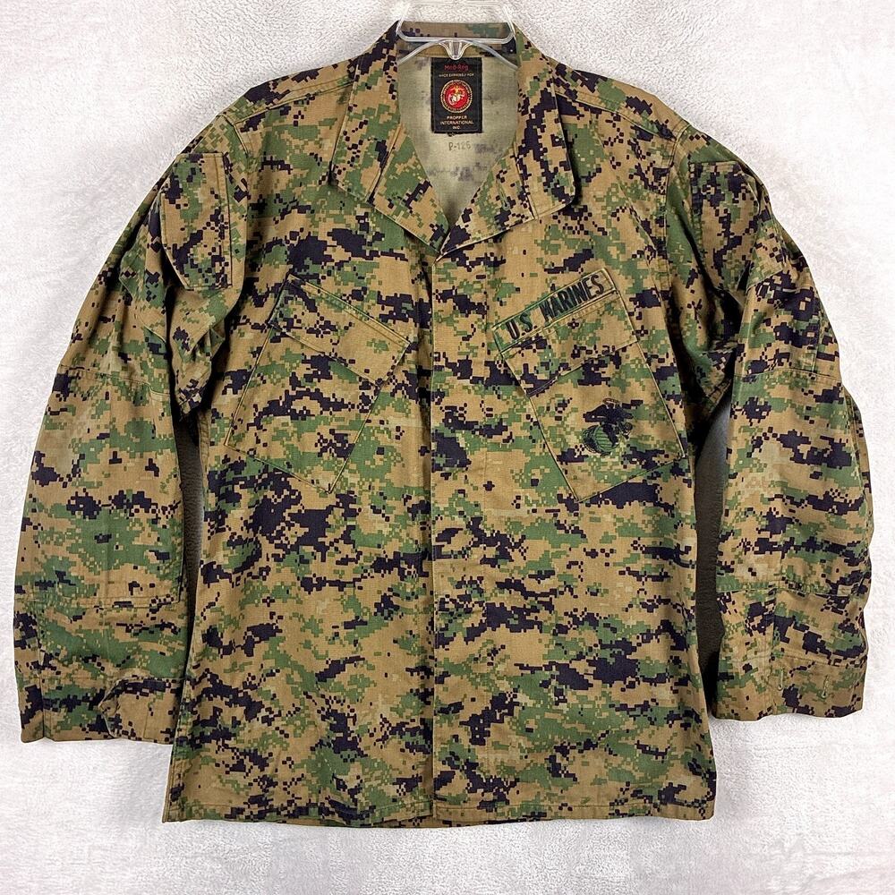 USMC BDU Combat Shirt Men M Reg Woodland MARPAT Camo Blouse Military Marines